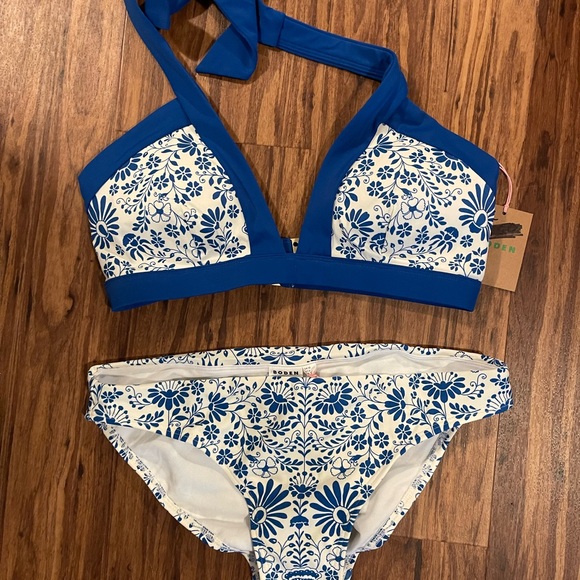 Boden Swim Boden Blue And White Floral Bikini Set Poshmark